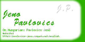 jeno pavlovics business card